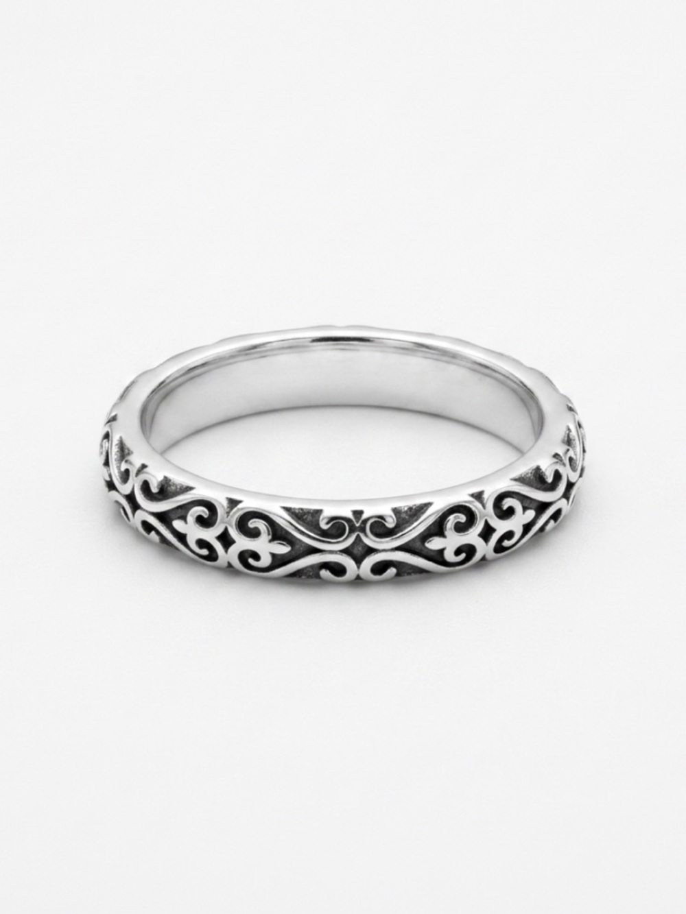 Silver Filigree Band Ring Vintage Ornament Size 7,8